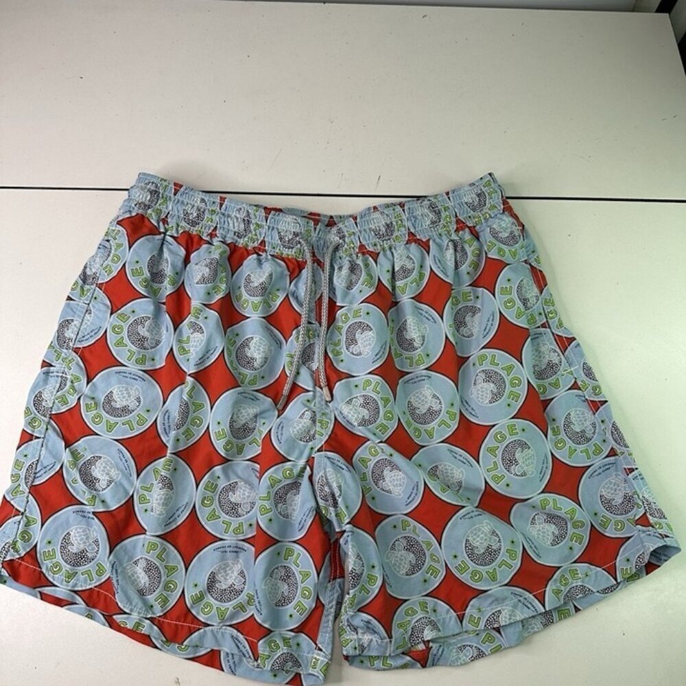 Vilebrequin 2XL Swim Trunks Blue Turtle Print St. Tropez Morocco Men's Swimsuit